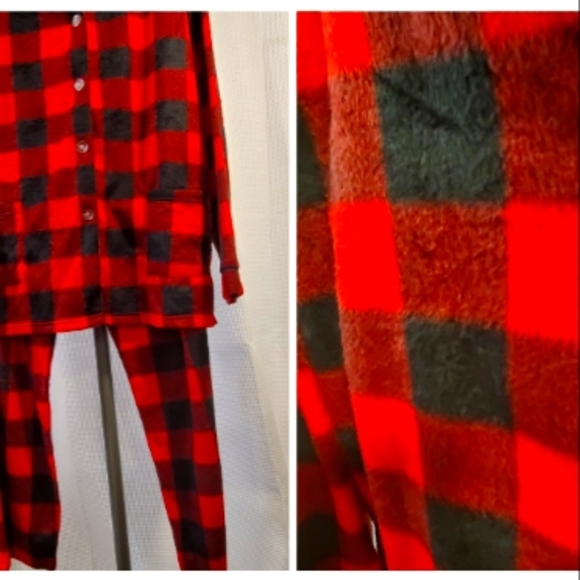 NWT Fuzzy Fleece Red Buffalo Check Pajamas - Picture 1 of 2